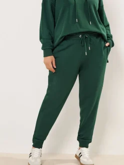 Yours Curve Tie Cuffed Joggers Green Discount