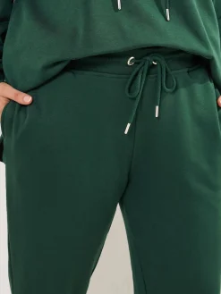Yours Curve Tie Cuffed Joggers Green Discount