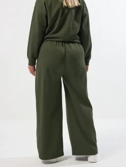 Yours Curve Wide Fit Wide Leg Joggers Green Sale