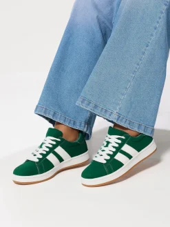 Yours Curve Wide Fit Padded Skate Trainers Green Clearance