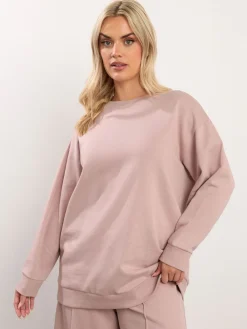 Yours Curve Basic Sweatshirt Pink Clearance