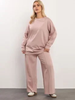 Yours Curve Basic Sweatshirt Pink Clearance