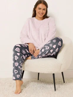 Yours Curve Clipped Lounge Set Pink Online