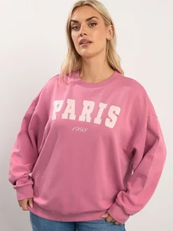 Yours Curve Pink Paris Sweatshirt New