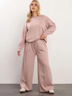 Yours Curve Wide Leg Joggers Pink New