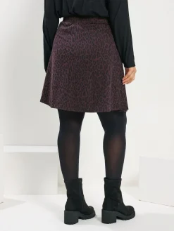 Yours Curve Purple Button Front Skirt Outlet