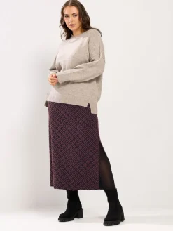 Yours Curve Checked Midi Ponte Skirt Red Online