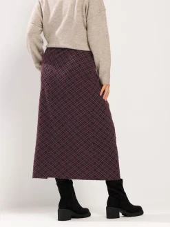 Yours Curve Checked Midi Ponte Skirt Red Online