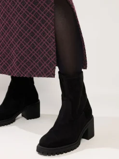 Yours Curve Checked Midi Ponte Skirt Red Online