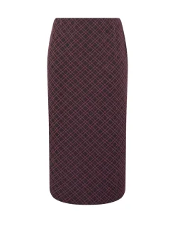 Yours Curve Checked Midi Ponte Skirt Red Online