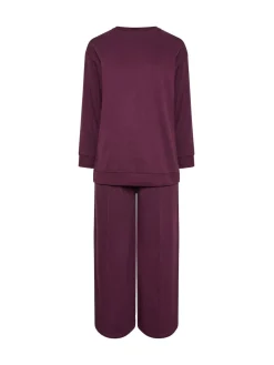 Yours Curve Crew Neck Sweatshirt Joggers Set Red Sale