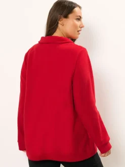 Yours Curve Half Zip Fleece Red Clearance