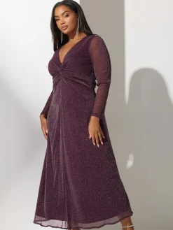 Yours Curve London Metallic Twist Front Maxi Dress Red Best