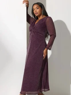 Yours Curve London Metallic Twist Front Maxi Dress Red Best