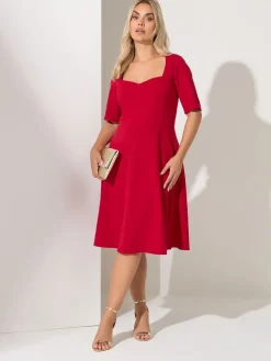 Yours Curve Red London Panelled Skater Dress Outlet