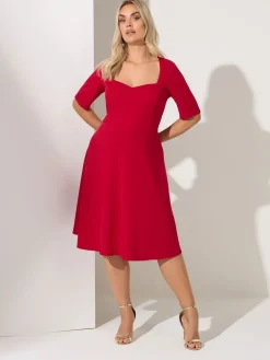 Yours Curve Red London Panelled Skater Dress Outlet