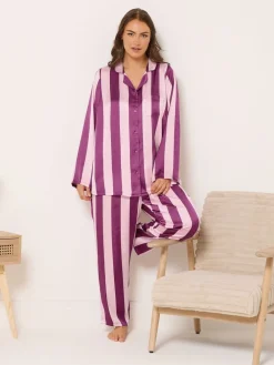 Yours Curve Satin Pyjamas Set Red Hot