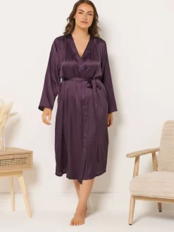 Yours Curve Satin Robe Red