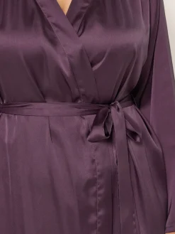 Yours Curve Satin Robe Red