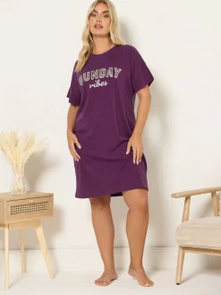 Yours Curve Red Sunday Vibes Sleeptee Nightdress 2 Pack Outlet