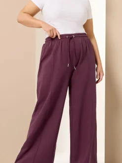 Yours Curve Wide Fit Wide Leg Joggers Red Hot