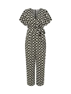 Yumi Geometric Print Wrap Jumpsuit Black Best
