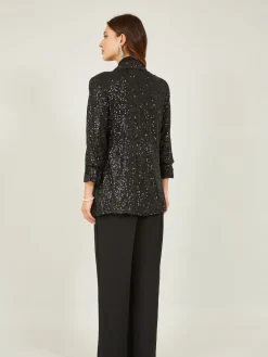 Yumi Sequin Blazer With Pockets Black Online