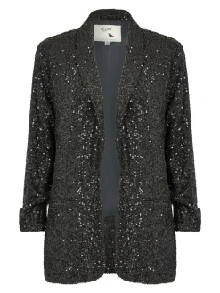 Yumi Sequin Blazer With Pockets Black Online