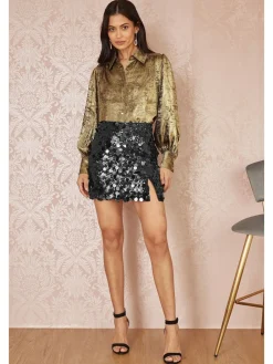 Yumi Black Sequin Mini Skirt