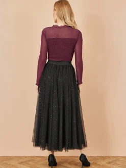 Yumi Black Sparkle Mesh Tulle Skirt With Satin Bow Discount