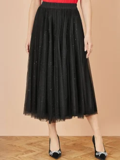 Yumi Black Sparkle Mesh Tulle Skirt Best