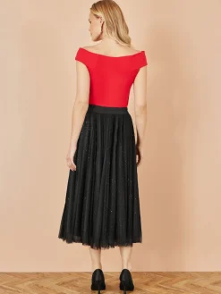 Yumi Black Sparkle Mesh Tulle Skirt Best