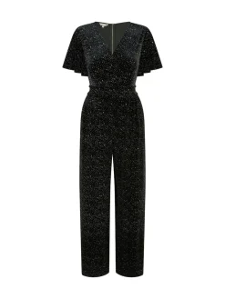 Yumi Black Sparkle Velvet Jumpsuit