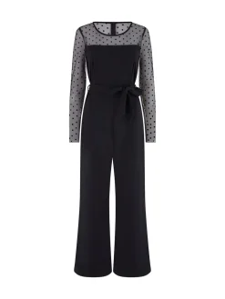 Yumi Black Spot Mesh Stretch Jumpsuit Hot