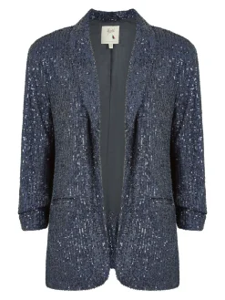 Yumi Sequin Blazer With Pockets Blue Online