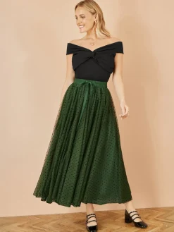 Yumi Mesh Heart Print Tulle Skirt Green Sale