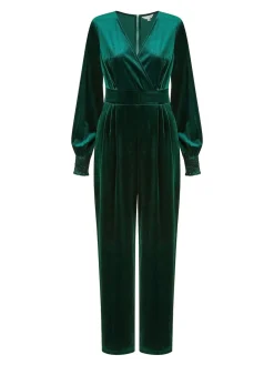 Yumi Green Velvet Long sleeve Jumpsuit Online