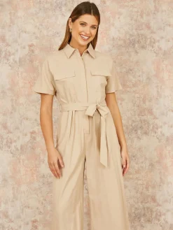 Yumi Relaxed Fit Utility Jumpsuit Natural Online