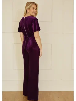 Yumi Jumpsuit With Angel Sleeves Purple Discount