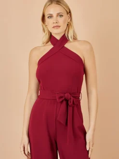 Yumi Red Cross Over Halter Neck Jumpsuit Outlet