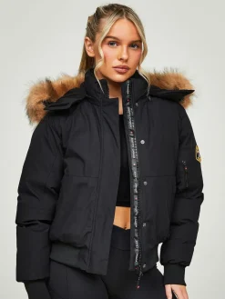 Zavetti Canada Womens Olivia Bomber 100% Cotton Jacket Jet Black