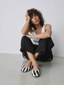 Next Zebra Forever Comfort® Leather Squoval Toe Ballet Flats Outlet