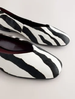 Next Zebra Forever Comfort® Leather Squoval Toe Ballet Flats Outlet