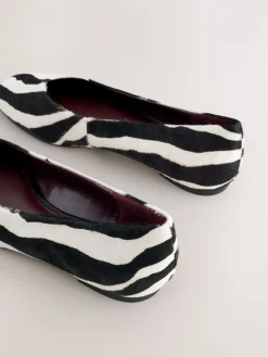Next Zebra Forever Comfort® Leather Squoval Toe Ballet Flats Outlet