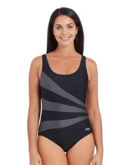 Zoggs Sandon Scoopback Swimsuits With Fixed Foam Cups And Tummy Control Black Hot