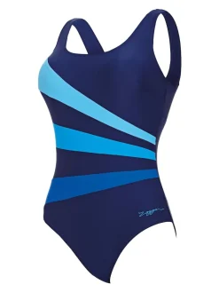 Zoggs Sandon Scoopback Swimsuits With Fixed Foam Cups And Tummy Control Blue Discount